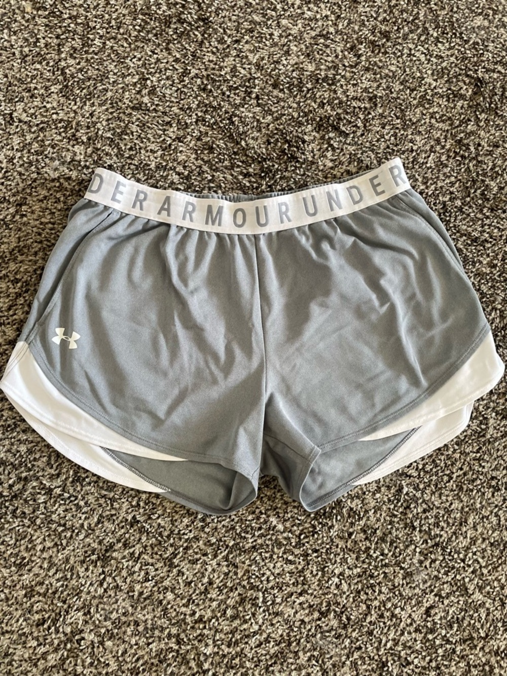 Under Armour Women's Light Gray Athletic Shorts with White Trim